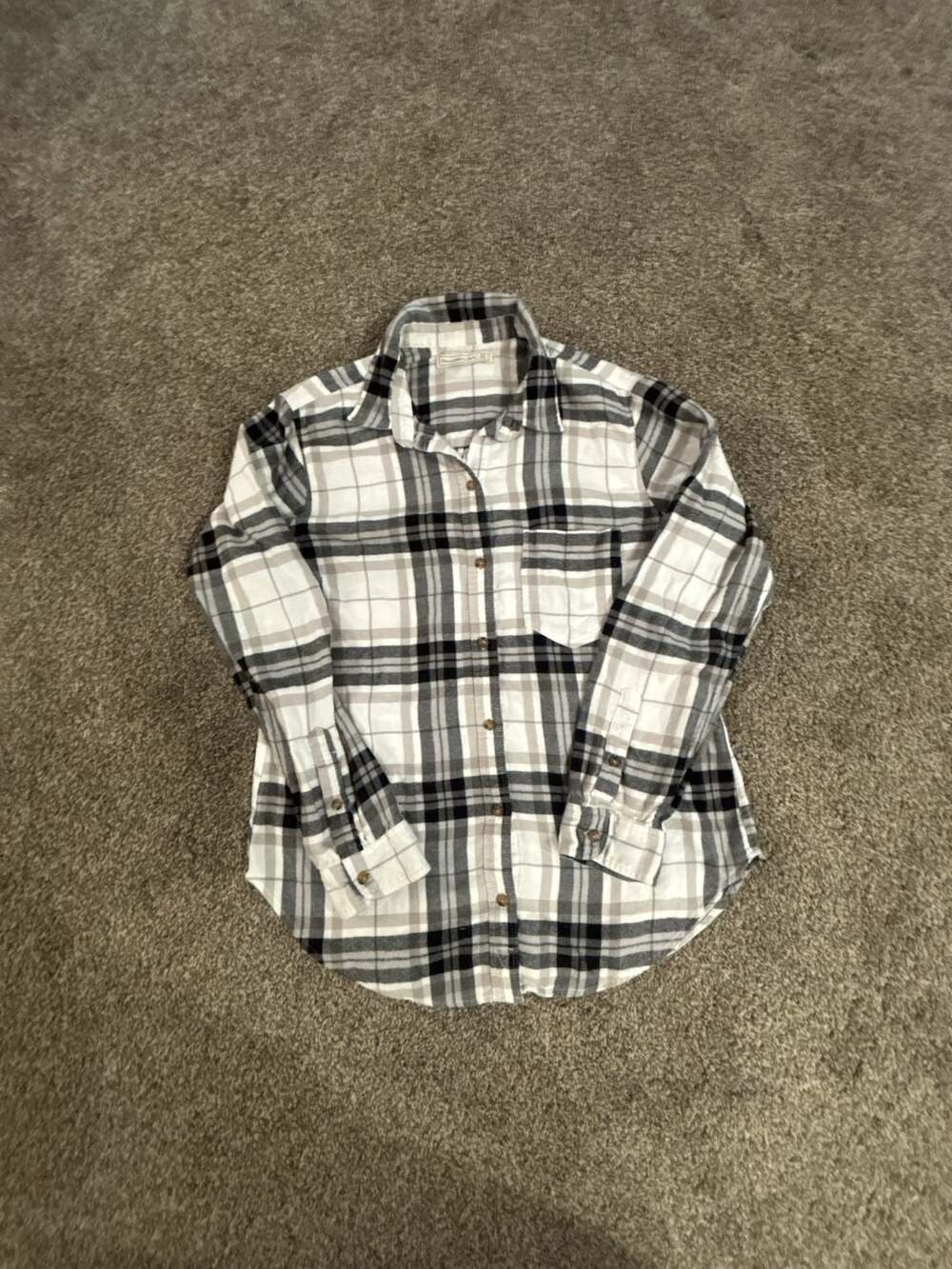 Abercrombie & Fitch Flannel Fall Shirt Black and  White Plaid